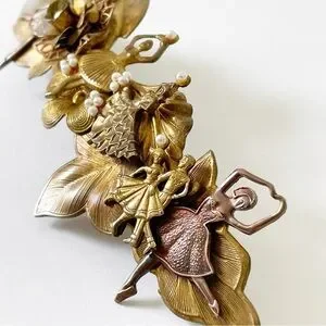 French hair barrette with ballerina dancer motif and seed pearls vintage Vintage | Accessories | French Hair Barrette With Ballerina  main image 2